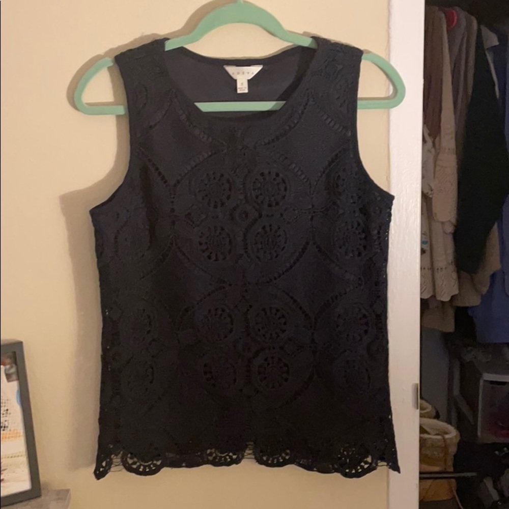 Navy Blue Lace Top